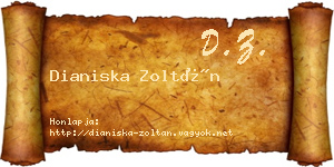 Dianiska Zoltán névjegykártya